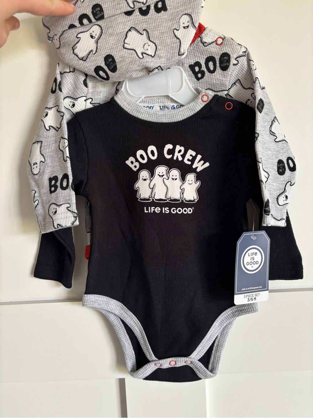 Life Is Good Black & Gray 'Boo Crew' One-Piece Bodysuit
